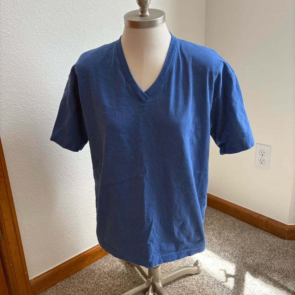 Vintage 90s Hunt Club Blue V-neck T-shirt with Shoulder Pads Women’s S